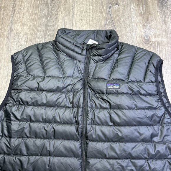 Patagonia Mens Black Stand Up Collared Full Zip Pocket Puffer Jacket Size XL - Picture 3 of 12